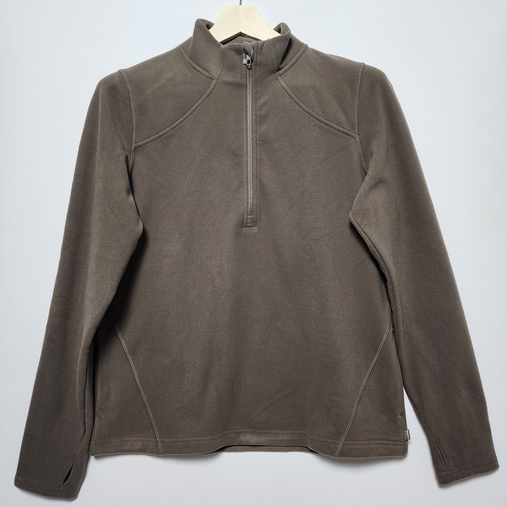 Mondetta Fleece Quarter Zip Thumbhole Pullover Brown Size Small